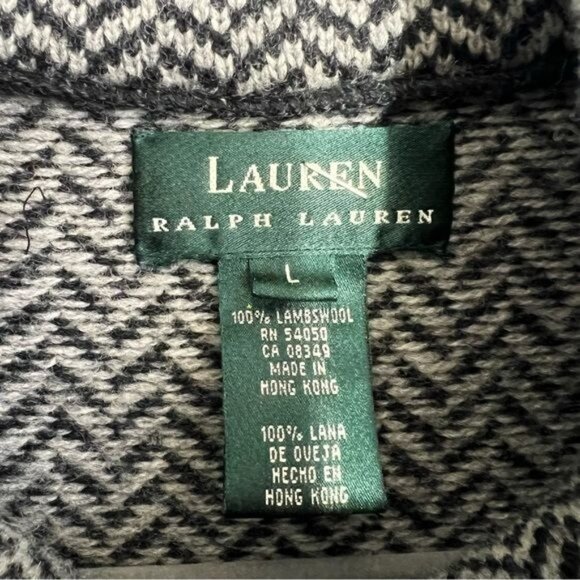 Lauren Ralph Lauren Lambswool Full Zip Jacket in Herringbone - L - Picture 5 of 5